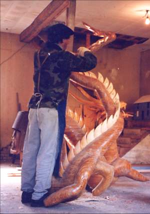 Hand made dragon, 6.5 feet high, 25 feet long.